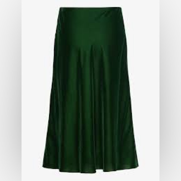 Lauren Ralph Lauren Green Women's Velvet A-Line Midi Skirt Size 8 - Picture 2 of 6